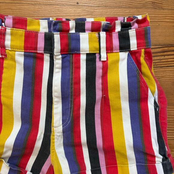Express multicolor striped extra high waisted ruffle trim stretch shorts SIZE 8 - Picture 3 of 5